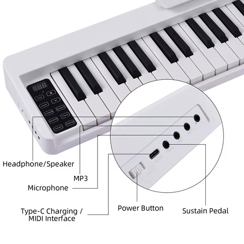 61-Key Foldable Electronic Piano Multifunctional Electronic Organ BT Connectivity Portable Musical Instrument or Accessories 10 best sales mini piano keyboard - №7