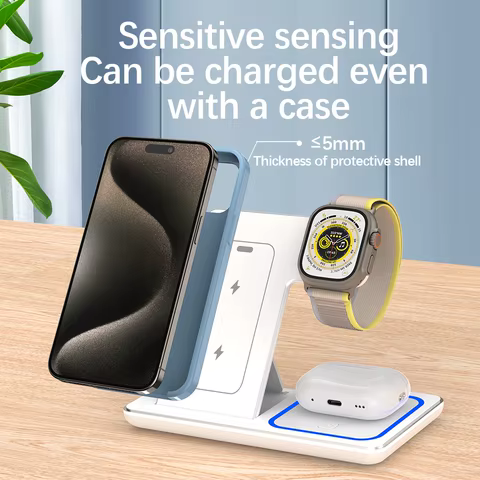 30W LED Fast Wireless Charger Stand 3 in 1 Foldable Charging Station For iPhone 15 14 13 12 11 Apple Watch 9 8 7 6 5 Airpods Pro 8 best sales bateria redmi note 7 - №4