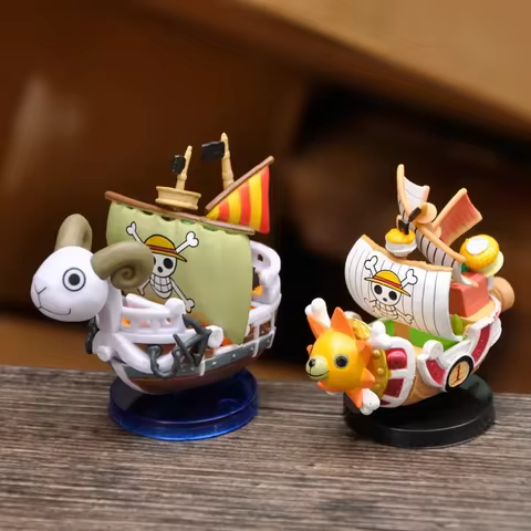 7cm Anime One Piece Ship Figure Luffy Model Toy Super Cute Mini Boat THOUSANDSUNNY Going Merry Assembled Model Action Figure 10 best sales one piece barco - №1