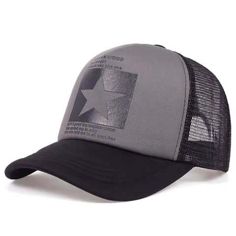 New five-pointed star printed baseball cap spring summer breathable net caps men women outdoor sun shade hat adjustable wild hat 10 best sales death proof - №7