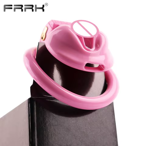 FRRK Pink ABS Pussy Male Chastity Cage With 4 Penis Rings Lock Cock Harness Belt BDSM Sex Toys For Men Femboy 18+ Official-Websi 8 best sales bdsm ball lock - №8