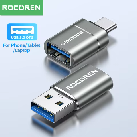 Rocoren USB Type C OTG Adapter USB C Male to USB 3.0 Female Cable Converters For Macbook Samsung S22 S20 Xiaomi 5Gbps Type-c OTG 6 best sales lenovo keyboard - №2