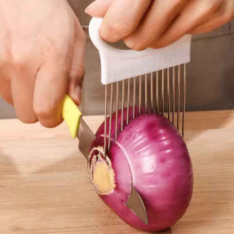 1/4PC Stainless Steel Onion Needle Onion Fork Vegetables Fruit Slicer Tomato Cutter Cutting Safe Holder Kitchen Accessories Tool 12 best sales fruit forks - №12