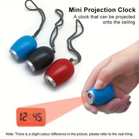 Mini Portable Projection Clock Keychain LED Digital Display Oval Plastic Alarm Clock for Traveling Business Trips 6 best sales digital calendar with projector - №4