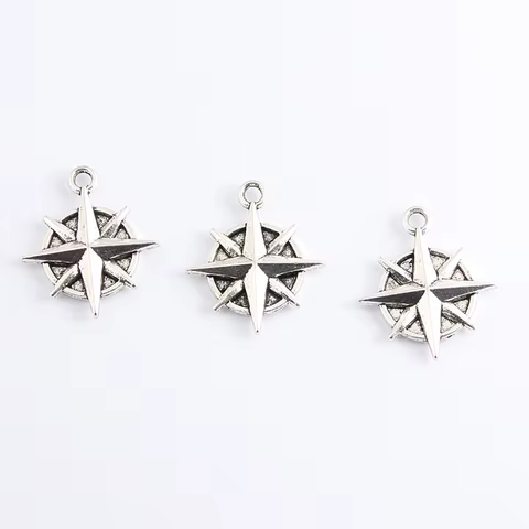 30pcs Silver Color 21.5x18.5mm Compass Charms Round Shape Pendant For DIY Handmade Metal Alloy Jewelry Making Accessorie 10 best sales compass charm - №1