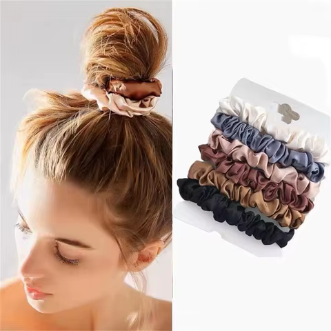 6pcs Satin Hair Scrunchies for Women - Softer Than Silk Scrunchies for Hair | Satin Scrunchies for Girls | 6 best sales silk scrunchie - №2
