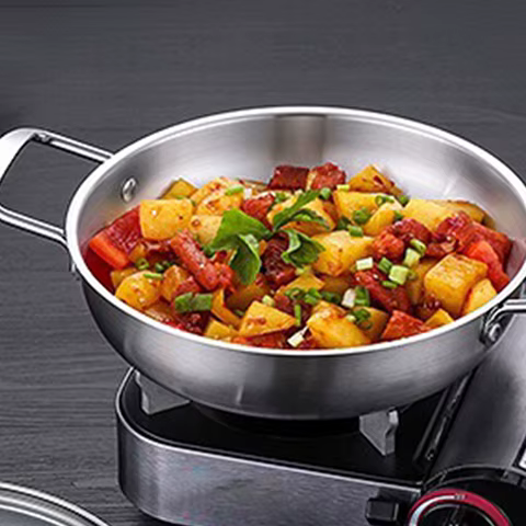 Stainless Steel Instant Noodle Pot Single Person Small Hotpot Double Ear Flat Bottomed Dry Pot Household Gas Seafood Soup Pot 10 best sales hot pot stainless steel - №5