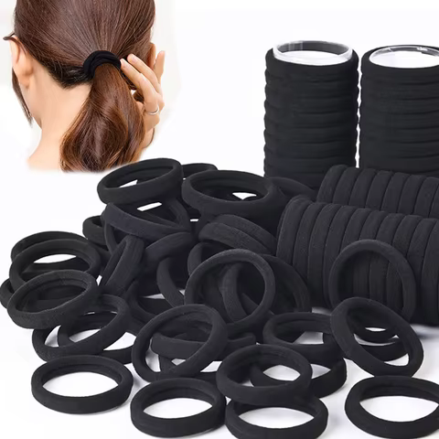 50/100pcs Black Hair Bands for Women Girls Hairband High Elastic Rubber Band Hair Ties Ponytail Holder Scrunchies Accessorie 8 best sales scronchi - №1