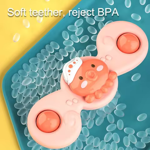Montessoris Baby Spin Top Bath Toys For Boy Children Bathing Sucker Spinner Suction Cup Toy For Kids 2To4 Years Rattles Teether 8 best sales bath doll - №3