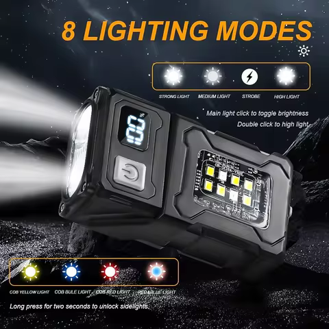 Mini Portable LED COB Flashlight Head Rotation Magnetic Torch Built-in Battery USB Rechargable Outdoor Camping Emergency Lantern 10 best sales msa helmet - №10