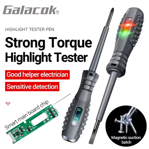 Multifunctional Electrician Test Screwdriver AC Non-contact Induction Test Pen Voltage Tester 70-600V Red Green Induction Lights 10 best sales technician - №5