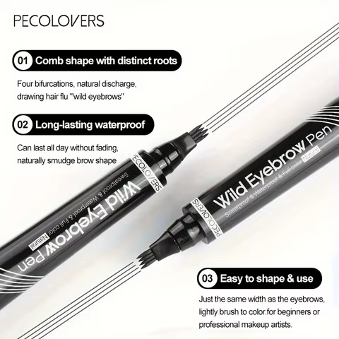 6 Colors 1pc Eyebrow Pen Waterproof 4 Split Tip Eyebrows Pen Eyebrow Tattoo Pen Waterproof Liquid Black Eyebrow Makeup Pencil 12 best sales propolis serum - №1