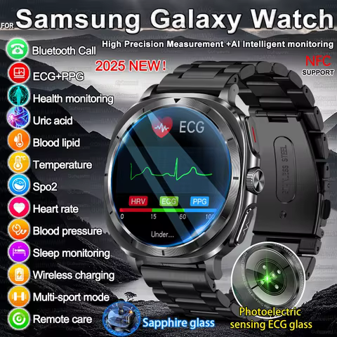 2025 New For Samsung Galaxy Watch 7 Uric Acid Blood Pressure Blood oxygen Body Analysis Smart Watch ECG+PPG Clock Smartwatch Men 8 best sales smart watches samsung - №5
