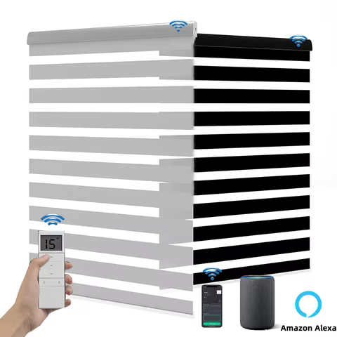 Custom Size Motorized Window Blinds Smart Zebra Roller Blinds Light Filtering Shades Battery Powered Electric Blinds for Windows 8 best sales roller blinds for windows - №7