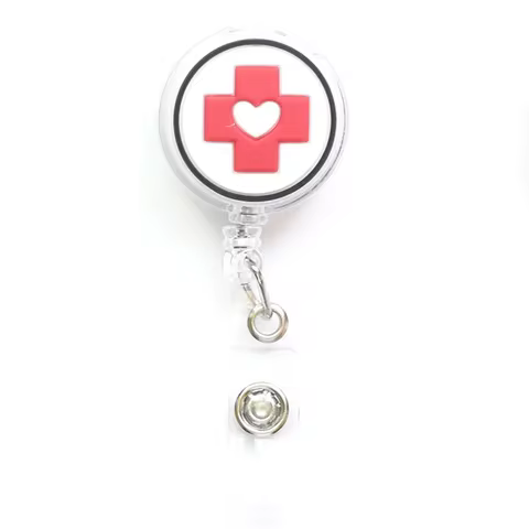 2022 New Design 1 Piece High Quality Silicone Retractable Hospital Nurse Badge Holder Reel Cute Cartoon ID Card Holder Keychains 8 best sales id badge reels - №5