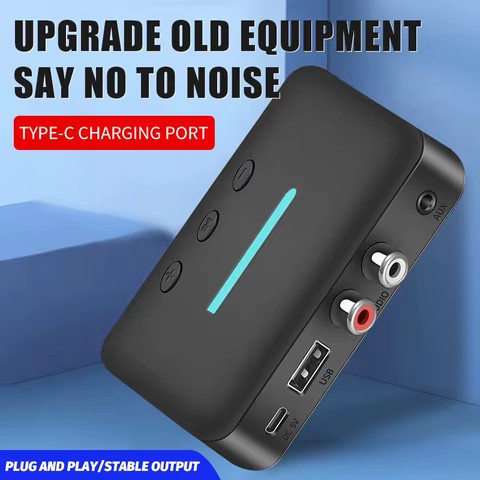 USB Bluetooth 5.3 Audio Receiver Adapter Wireless Stereo Music 3.5mm AUX R/L RCA Support U-Disk Playback For Desktop Speaker Amp 10 best sales usb type c wireless adapter - №4