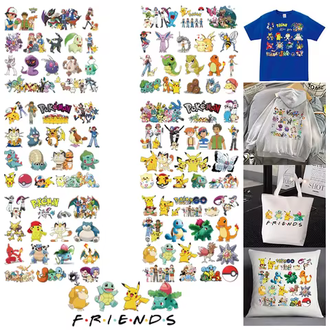 Kawaii Small size Pikachu Clothing Thermoadhesive Patches DIY Printed Heat transfers stickers for clothing Pattern Washable 6 best sales pokemon iron on transfers - №6