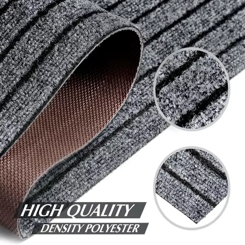 Washable non-slip carpet, solid color striped kitchen door mat floor mat, suitable for bathroom, hallway, entrance, 12 best sales carpet squares tiles - №12