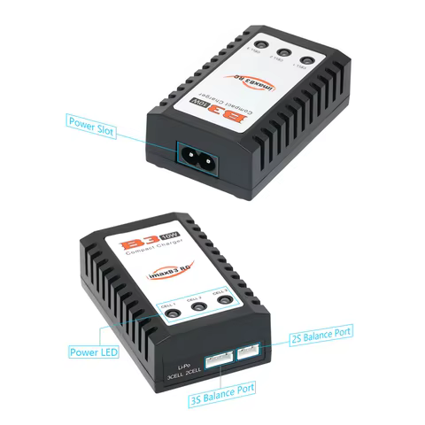 IMAX B3 PRO Lipo Battery Compact Charger 7.4V 11.1V 2S 3S 110-240V Lipo Power Supply Charger EU Plug For RC Helicopter Parts 8 best sales wl toys 12428 - №1