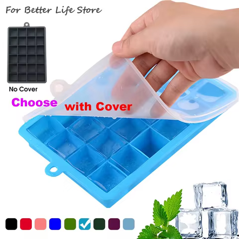 With Lid /No Lid 24-hole Silicone Ice Tray Square Box Auxiliary Food Puree Cheese Jelly Mold Bar Kitchen Tool Cocktail Cube 8 best sales kitchen mold - №8