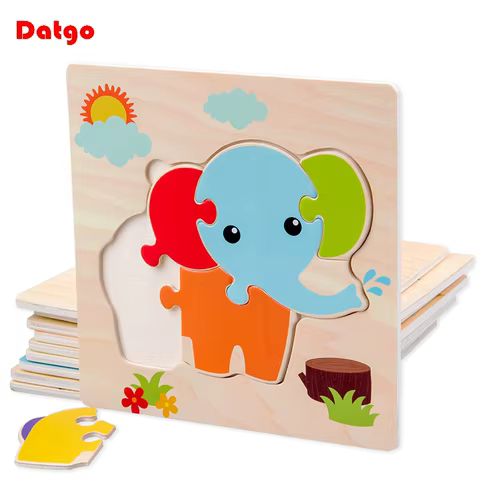 Baby Wooden 3D Puzzles Tangram Shapes Learning Educational Cartoon Animal Intelligence Jigsaw Toys For Children Gift 12 best sales wood 3d puzzle - №3