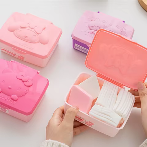 Sanrio Hello Kitty Melody Storage Box Cartoon KT Cat Desktop Organizer For Accessories Packaging Cotton Swab Girls Gifts 10 best sales hello kitty packaging - №1