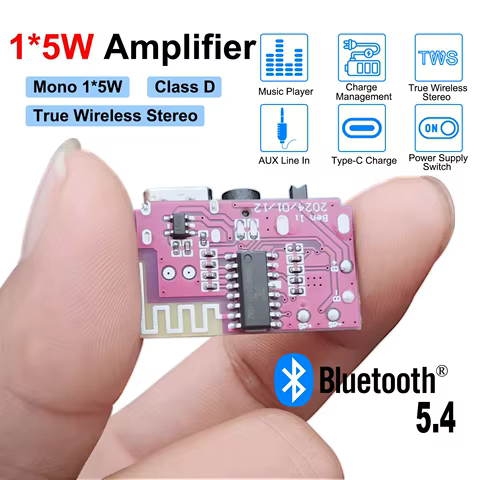 DC 3.5V-5V 5W Bluetooth 5.4 Mono Amplifier Decoder Board MP3 Player TWS 3.5mm AUX Module Receiver DIY Handmade Speaker 8 best sales 5v bluetooth receiver amplifier board - №3