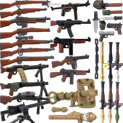 5/10 WW2 Soldier Weapons Building Block Two-color Printing Machine Rifle Submachine Sniper Guns Military Accessories Bricks C238 6 best sales pg40 - №3