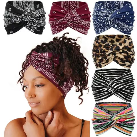 Twisted Wide Headbands for Women Extra Large Turban Workout Headband Fashion Yoga Hair Bands Boho Twisted Thick Hair Accessories 10 best sales yoga hat - №9