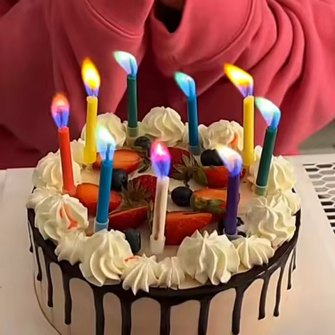 Colored Birthday Party Supplies 6/12pcs Wedding Colorful Multicolor Candles Safe Flames Dessert Cake Candles Decoration 10 best sales birthday fireworks - №1