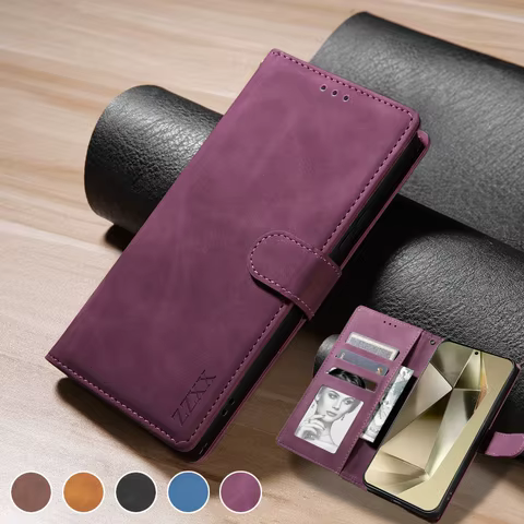 Wallet Magnetic Flip Leather Phone Case For Samsung Galaxy S25 Edge S24 FE S23 Ultra A15 A16 A34 A35 A36 A53 A54 A55 A56 Cover 12 best sales samsung a15 flip case - №8