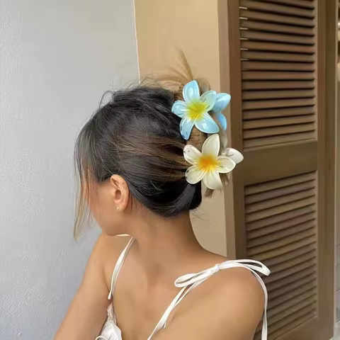 2024 New Vacation Egg Flower Hair Clips Hawaii Beach Claws Bohemian Hairpin for Girls 10 best sales large flower hair claw clips - №7