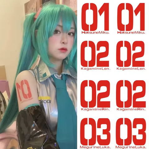 kawaii Cartoon Anime girl Hatsune Miku tattoo paste COS sticker digital red 01 02 03 animation customized waterproof arm gifts 10 best sales miffy sticker - №10