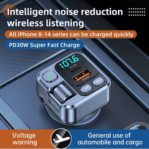 Car Bluetooth Receiver USB U Disk Read PD20w Fast Charging Digital Display Car Mobile Phone Adapter FM Transmiter For Cellphones 8 best sales fm mike - №3