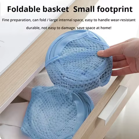 Folding Household Laundry Storage Basket Mesh Dirty Clothes Storage BasketToy Storage Bag Household Storage Bucket 10 best sales garbage pail kids figure - №2