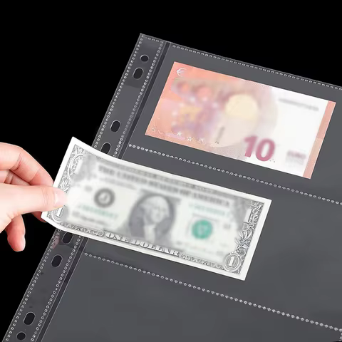 Money Banknote Paper Money Album Page Collecting Holder Sleeves 3-slot Loose Leaf Sheet Album Protection for Stamps Currency 12 best sales album for banknotes - №9