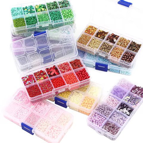 10 Grid Set Box Rice Bead Sequins Imitation Pearl Material Pack 1 Box/Pack 6 best sales fake cash - №3