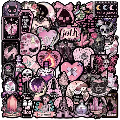 50pcs Halloween Gothic Graffiti Stickers Aesthetic DIY Laptops Water Bottles Phones Decorative Stickers Perfect Gift for Kids 8 best sales punk stickers - №8