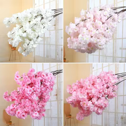 Artificial Cherry Blossom Silk Flower Cherry Blossom Branch Wedding Arch Decoration Hotel Activity Living Room Home Decoration 10 best sales cherry tree - №8