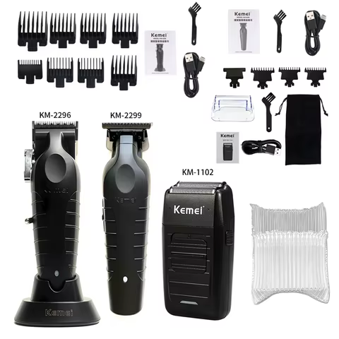 Kemei KM-2296 KM-2299 KM-1102 Hair Clipper Kit Men's Electric Shaver Hair Trimmer Machine Professional Hair Cutting Machine 10 best sales clipper set - №2