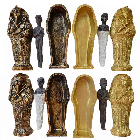 1pcs Resin Ancient Egyptian Coffin Figurine Sculpture Egypt Mummy Statue Small Ornaments Miniature Model Fish Tank Decoration 10 best sales mummy figure - №8
