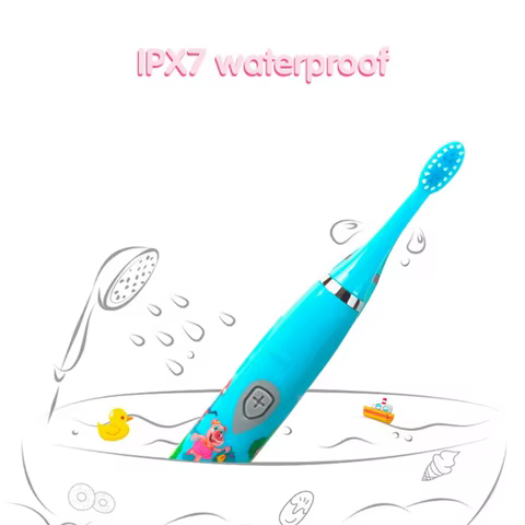 Children Sonic Electric Toothbrush Colorful Cartoon For Kids USB Rechargeable Soft Automatic Waterproof With Replacement Head 6 best sales replacement teeth - №4