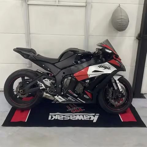 Kawasaki Garage Polyester Mat Motorcycle Racing Cool Moto Display Carpets Parking Carpet Anti-slip Beside Floor Decoration Rug 12 best sales motorcycle carpets - №11