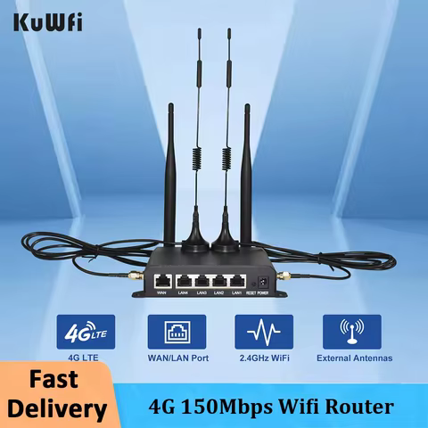 KuWFi 4G LTE WiFi Router 2.4G CAT4 300Mbps RJ45 Port Support VPN DDNS Firewall Function Wall-Mounted External 4pcs Antennas 12 best sales 4g lte router with outdoor antenna - №11