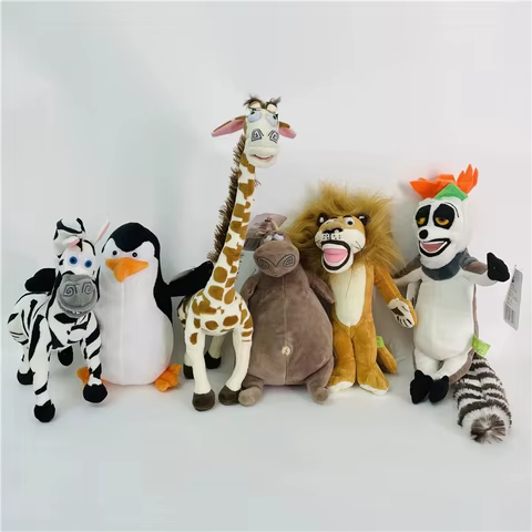 20-35cm Madagascar Plush Penguin Animals Toys Lion Alex Zebra Marty Giraffe Hippopotamus Gloria Pelucia Brinquedo Juguete 12 best sales madagascar toy - №3