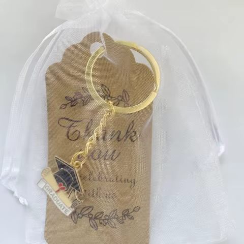 12 Sets Graduation Party Favors, Keychains with Thank You Tags and White Organza Bags for Graduation Gifts 10 best sales thank you gifts - №9