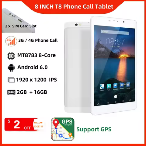 Android 6.0 Tablet 8INCH T8 3G/4G Phone Call 1920x1200 Pixels MTK8783 Octa-Core 2GB RAM 16GB ROM Support GPS Dual SIM Card 8 best sales 8inch tablet - №5