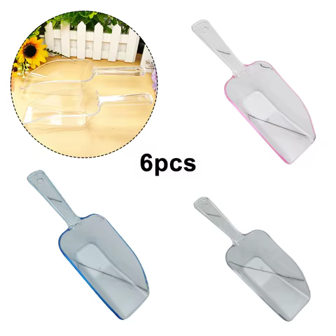 6PCS Mini Plastic Ice Scoops Ice Scoopers Ice Shovel For Birthday Party Wedding Dessert Scoops Grain Flour Multifunctional Scoop 10 best sales flour scoop - №6