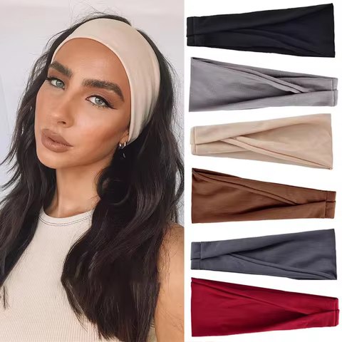 Women Headband Turban Solid Color Elastic Hair Bands Yoga Hairband Fashion Makeup Hair Hoop Vintag Headwrap Hair Accessories 10 best sales yoga hat - №4