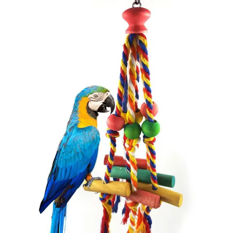 Random Colors Bird Accessories Wood Chewing Toy Birds Rope Parrot Toys Cage Resistant Small Large Bird Toy Parrots Training 10 best sales birds toys - №8